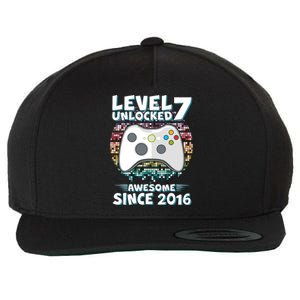 Level 7 Unlocked Awesome Since 2016 Gamer Birthday Wool Snapback Cap