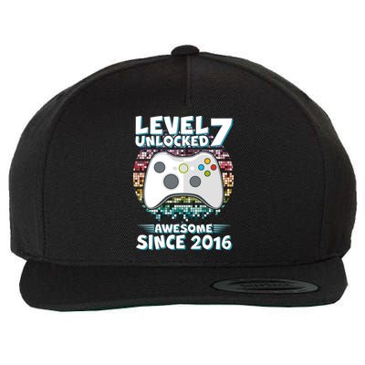 Level 7 Unlocked Awesome Since 2016 Gamer Birthday Wool Snapback Cap