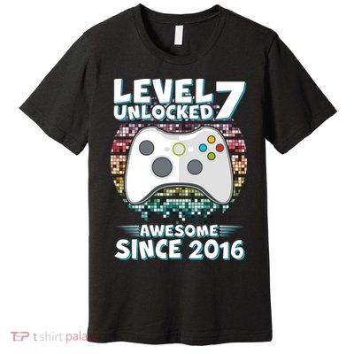 Level 7 Unlocked Awesome Since 2016 Gamer Birthday Premium T-Shirt
