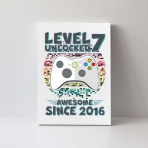 Level 7 Unlocked Awesome Since 2016 Gamer Birthday Canvas