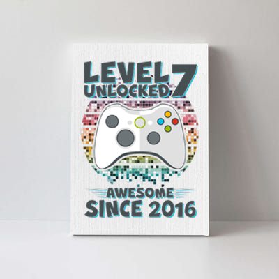 Level 7 Unlocked Awesome Since 2016 Gamer Birthday Canvas