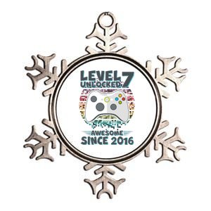 Level 7 Unlocked Awesome Since 2016 Gamer Birthday Metallic Star Ornament