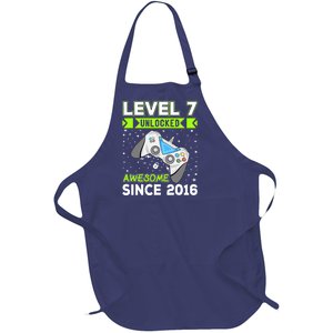 Level 7 Unlocked Awesome 2016 Video Game 7th Birthday Funny Full-Length Apron With Pockets