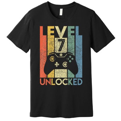 Level 7 Unlocked Video Gamer 7th Birthday Premium T-Shirt