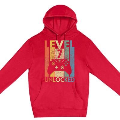 Level 7 Unlocked Video Gamer 7th Birthday Premium Pullover Hoodie