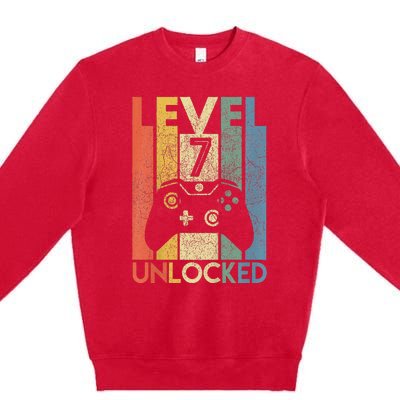 Level 7 Unlocked Video Gamer 7th Birthday Premium Crewneck Sweatshirt