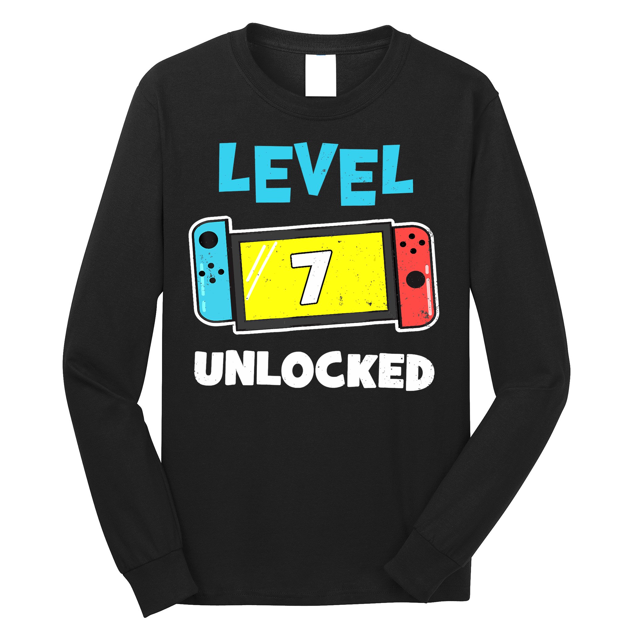 Level 7 unlocked Gamer 7th Birthday Gift Video Game lovers Long Sleeve Shirt