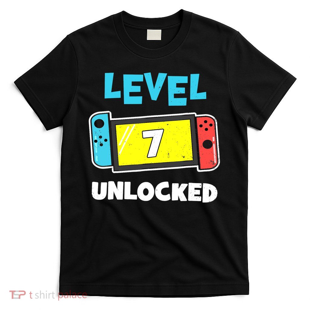 Level 7 unlocked Gamer 7th Birthday Gift Video Game lovers T-Shirt
