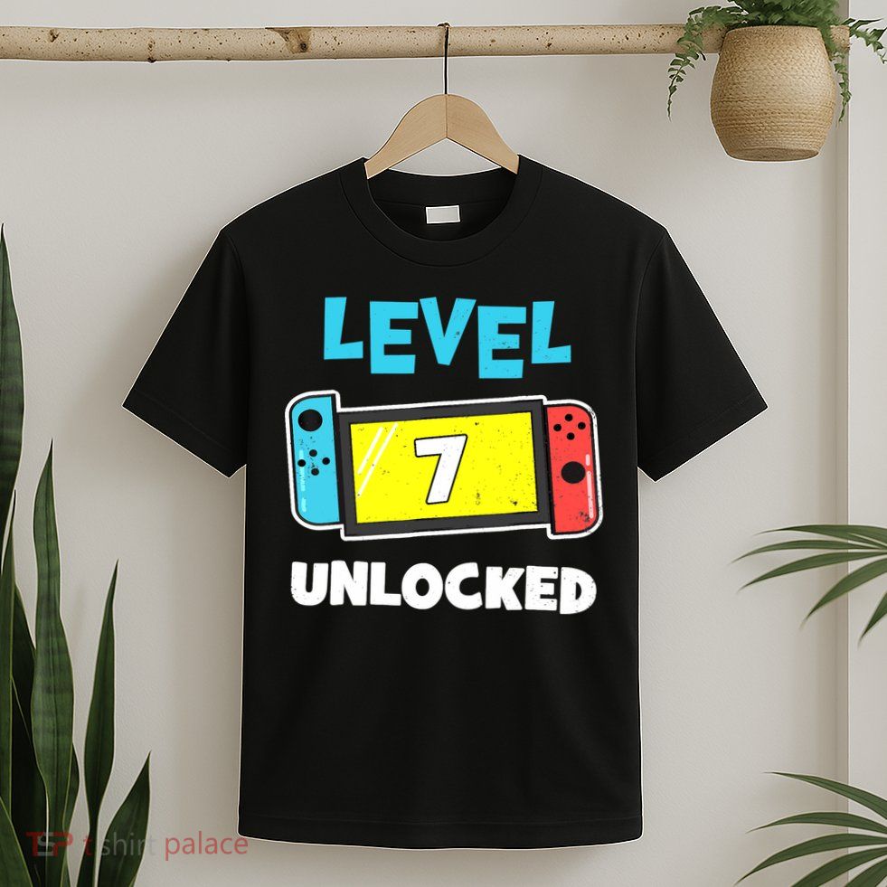 Level 7 unlocked Gamer 7th Birthday Gift Video Game lovers T-Shirt