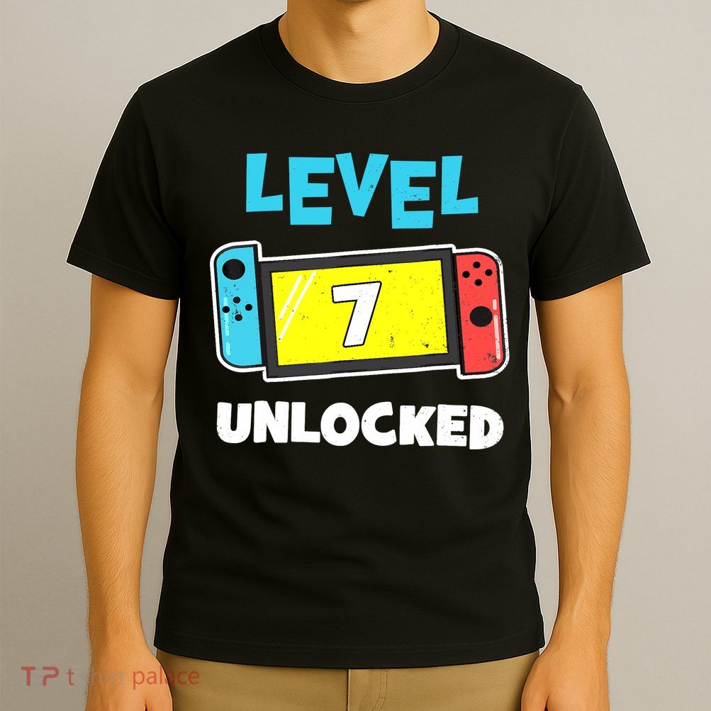 Level 7 unlocked Gamer 7th Birthday Gift Video Game lovers T-Shirt