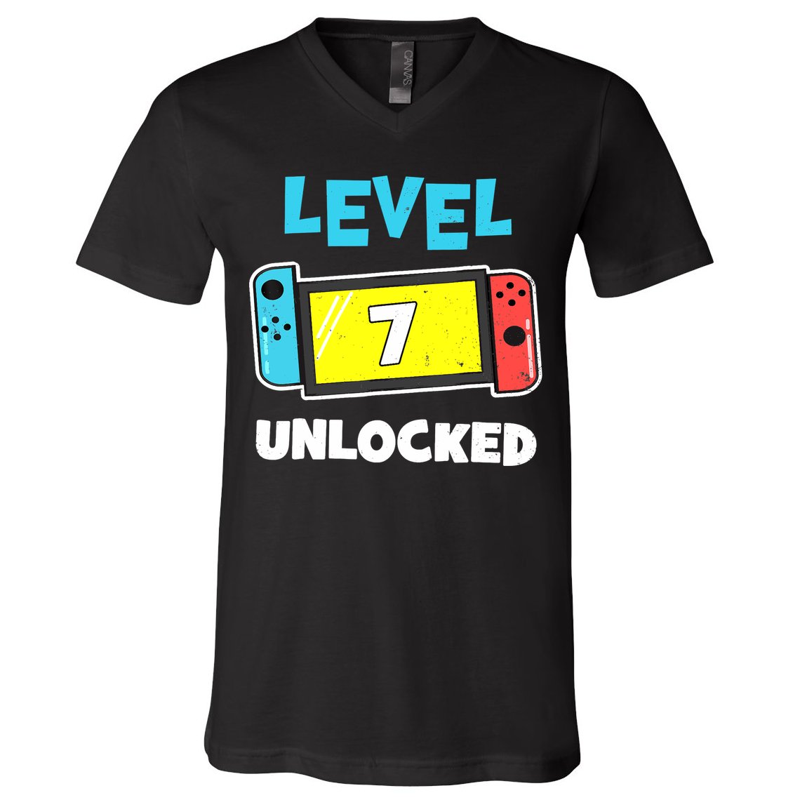 Level 7 unlocked Gamer 7th Birthday Gift Video Game lovers V-Neck T-Shirt