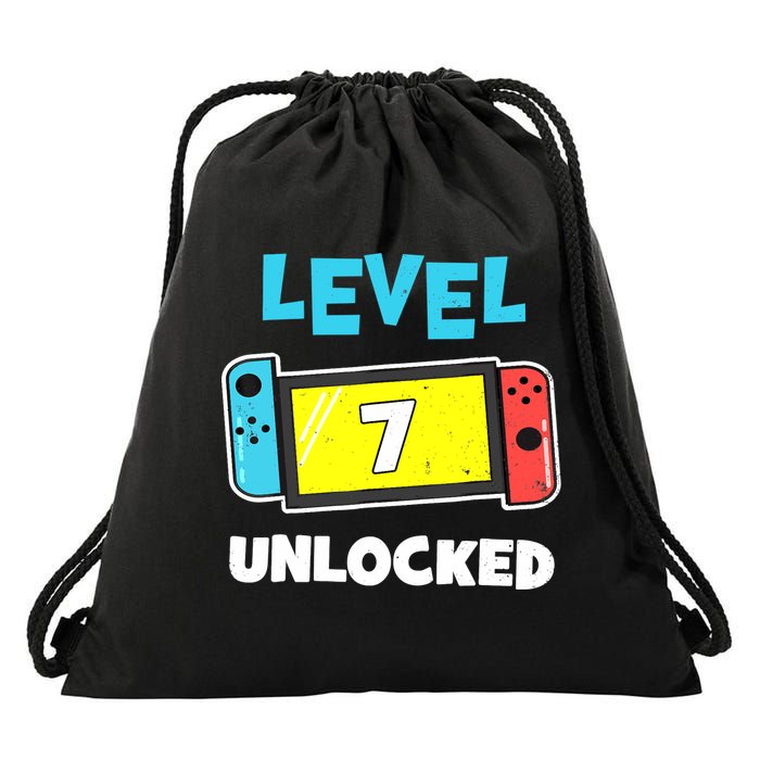 Level 7 unlocked Gamer 7th Birthday Gift Video Game lovers Drawstring Bag