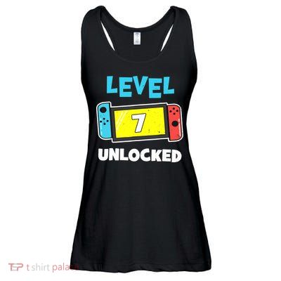 Level 7 unlocked Gamer 7th Birthday Gift Video Game lovers Ladies Essential Flowy Tank