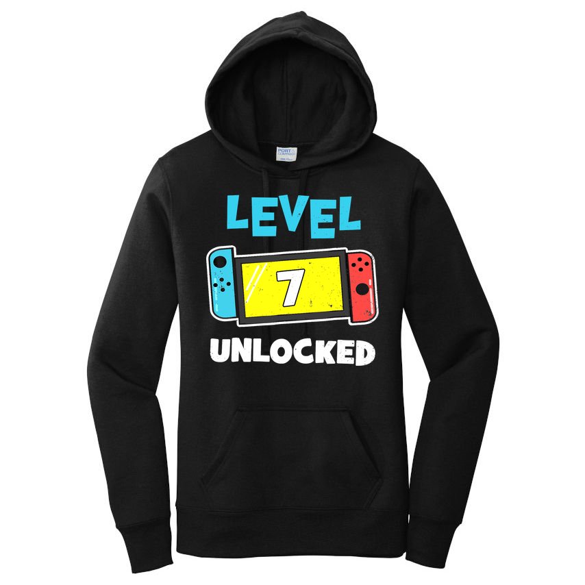 Level 7 unlocked Gamer 7th Birthday Gift Video Game lovers Women's Pullover Hoodie