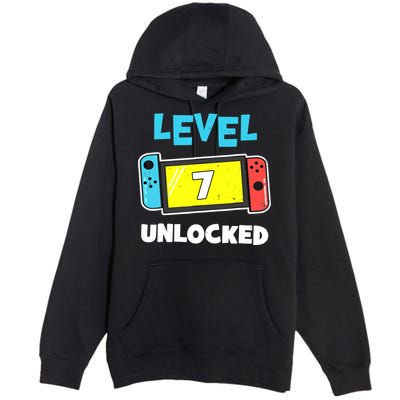 Level 7 unlocked Gamer 7th Birthday Gift Video Game lovers Premium Pullover Hoodie