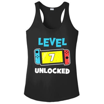 Level 7 unlocked Gamer 7th Birthday Gift Video Game lovers Ladies PosiCharge Competitor Racerback Tank