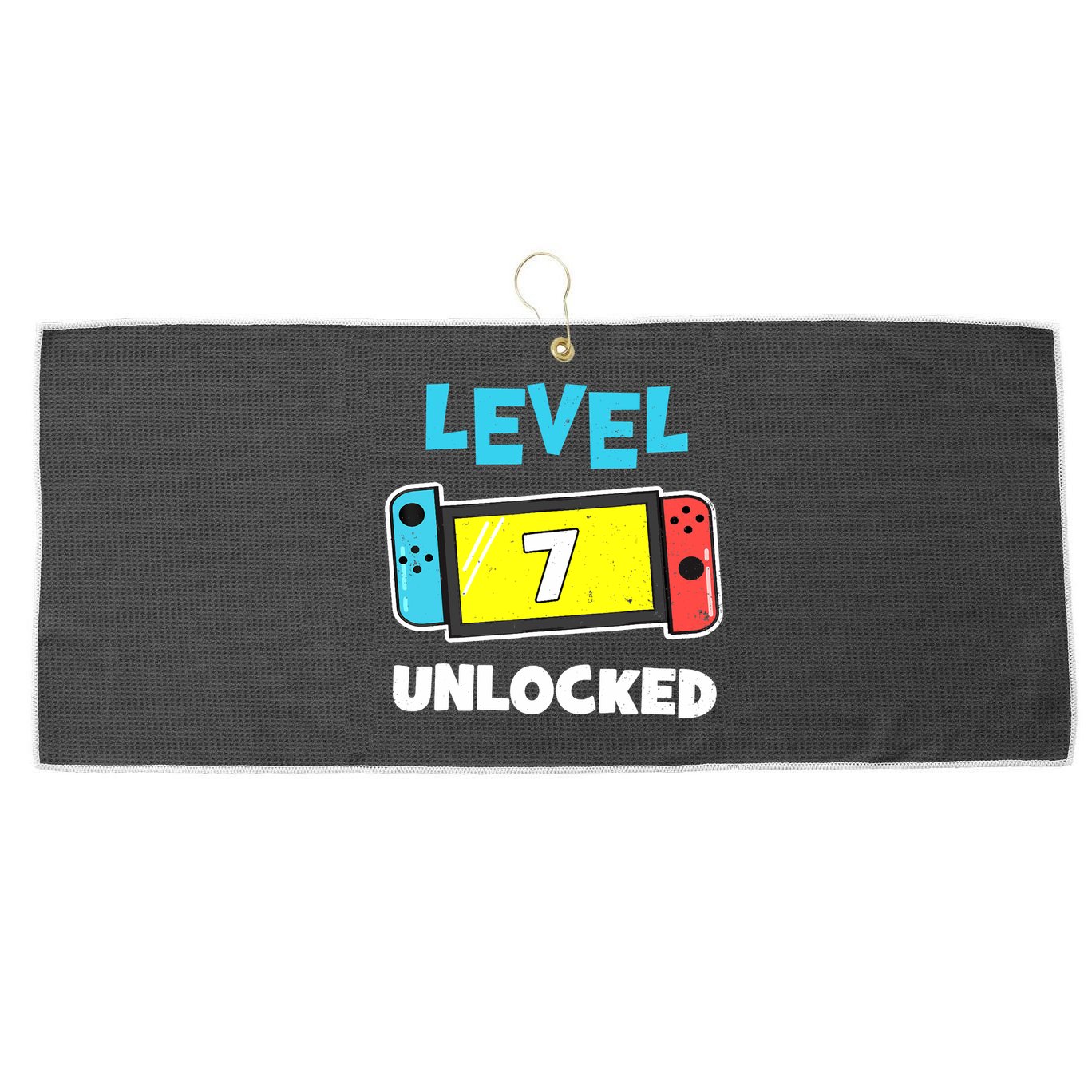 Level 7 unlocked Gamer 7th Birthday Gift Video Game lovers Large Microfiber Waffle Golf Towel