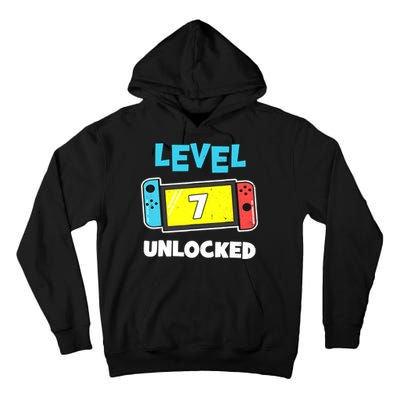 Level 7 unlocked Gamer 7th Birthday Gift Video Game lovers Tall Hoodie