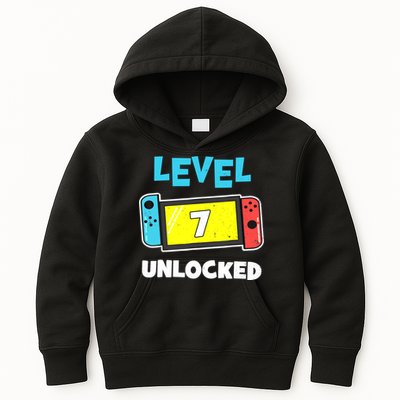Level 7 unlocked Gamer 7th Birthday Gift Video Game lovers Kids Hoodie
