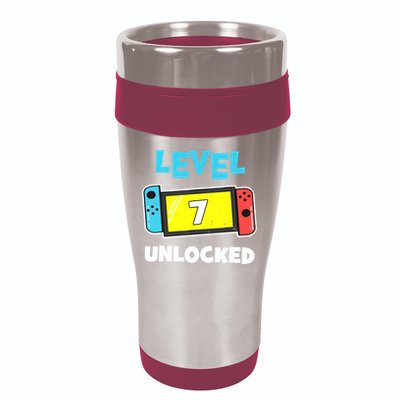Level 7 unlocked Gamer 7th Birthday Gift Video Game lovers 16oz Travel Tumbler