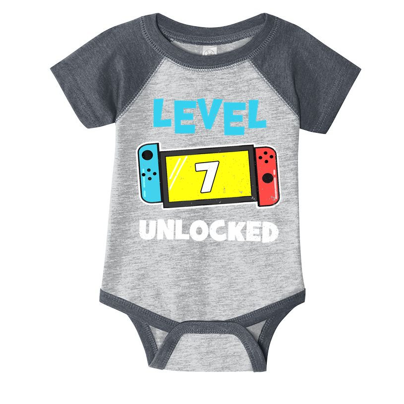 Level 7 unlocked Gamer 7th Birthday Gift Video Game lovers Infant Baby Jersey Bodysuit