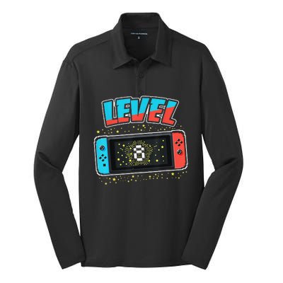 Level 8 Birthday 8 Years Old Video Games Gift Day Silk Touch Performance Long Sleeve Polo