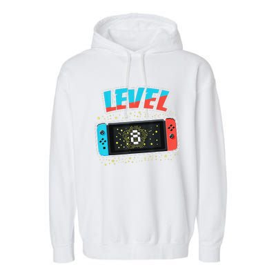 Level 8 Birthday 8 Years Old Video Games Gift Day Garment-Dyed Fleece Hoodie