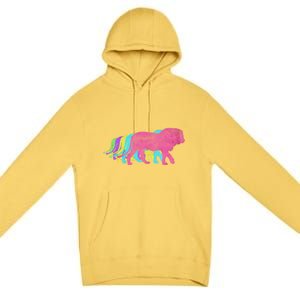 Lion 80s Colors 1980s Gift Premium Pullover Hoodie