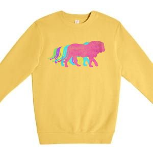 Lion 80s Colors 1980s Gift Premium Crewneck Sweatshirt