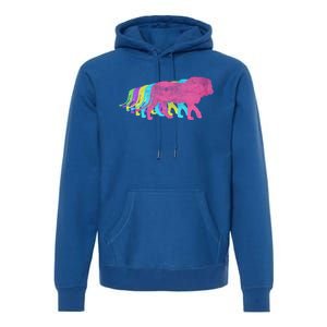 Lion 80s Colors 1980s Gift Premium Hoodie