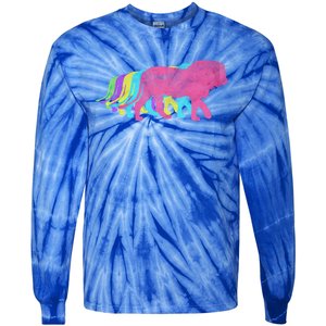 Lion 80s Colors 1980s Gift Tie-Dye Long Sleeve Shirt