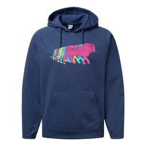 Lion 80s Colors 1980s Gift Performance Fleece Hoodie