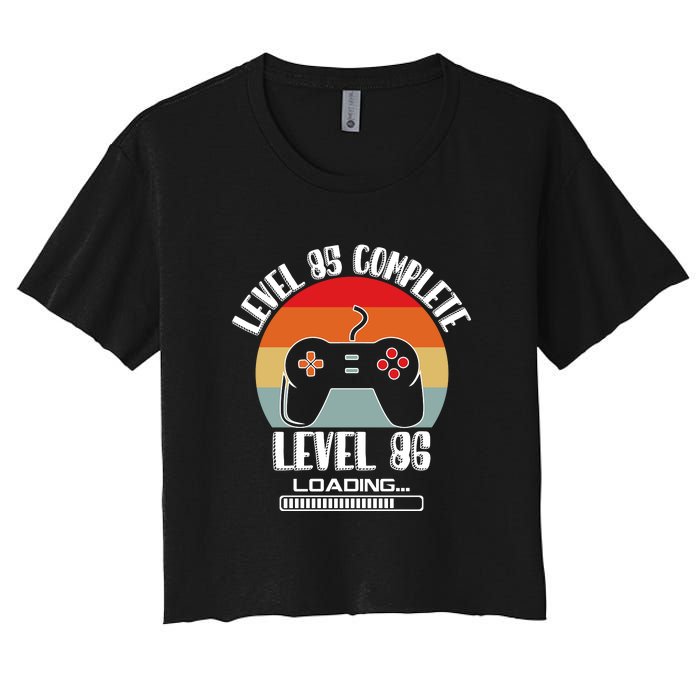 Level 85 Complete Level 86 Loading Vintage Birthday Video Game Women's Crop Top Tee