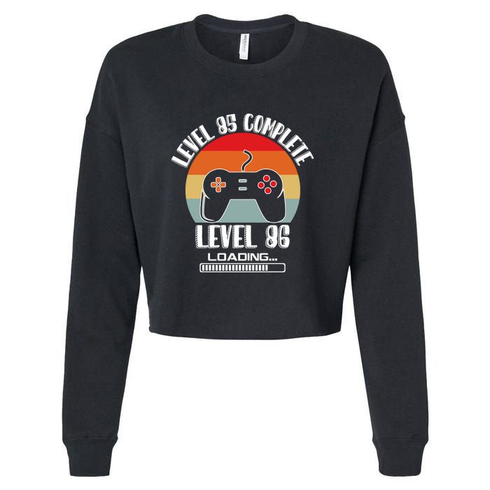 Level 85 Complete Level 86 Loading Vintage Birthday Video Game Cropped Pullover Crew