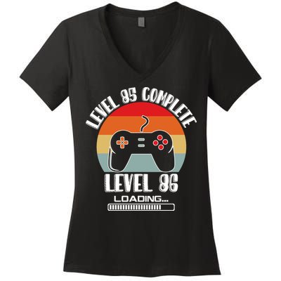 Level 85 Complete Level 86 Loading Vintage Birthday Video Game Women's V-Neck T-Shirt