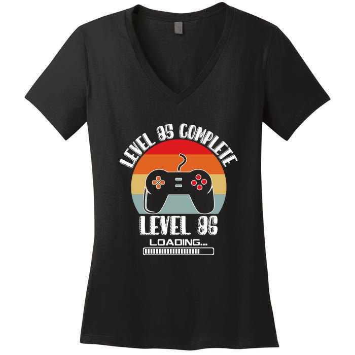 Level 85 Complete Level 86 Loading Vintage Birthday Video Game Women's V-Neck T-Shirt