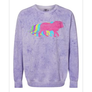 Lion 80s Colors 1980s Cute Gift Colorblast Crewneck Sweatshirt