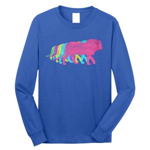 Lion 80s Colors 1980s Cute Gift Long Sleeve Shirt