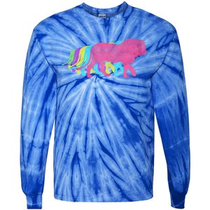 Lion 80s Colors 1980s Cute Gift Tie-Dye Long Sleeve Shirt