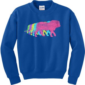 Lion 80s Colors 1980s Cute Gift Kids Sweatshirt