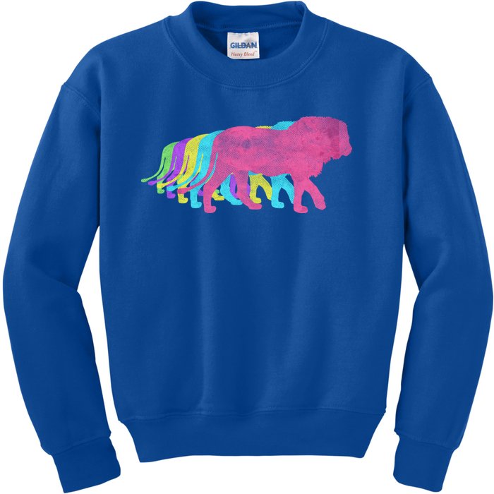 Lion 80s Colors 1980s Cute Gift Kids Sweatshirt