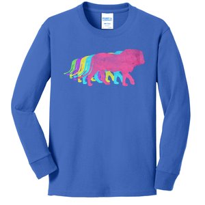 Lion 80s Colors 1980s Cute Gift Kids Long Sleeve Shirt