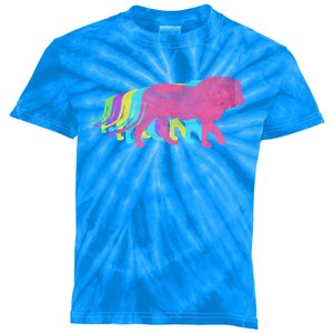 Lion 80s Colors 1980s Cute Gift Kids Tie-Dye T-Shirt