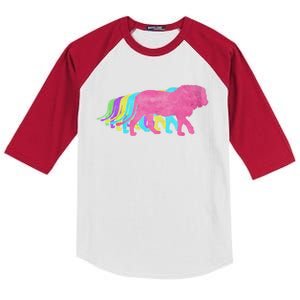 Lion 80s Colors 1980s Cute Gift Kids Colorblock Raglan Jersey