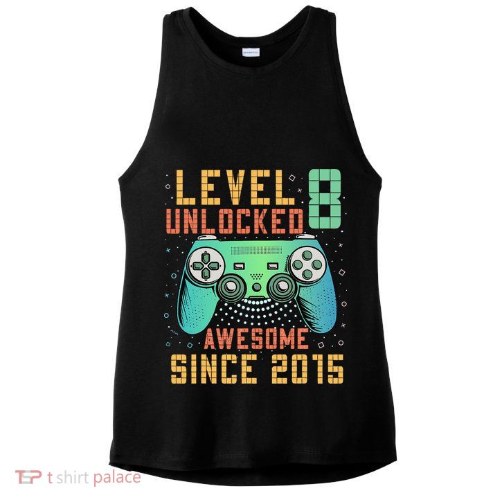 Level 8 Unlocked 8th Birthday 8 Year Old Boy Gifts Gamer Ladies PosiCharge Tri-Blend Wicking Tank