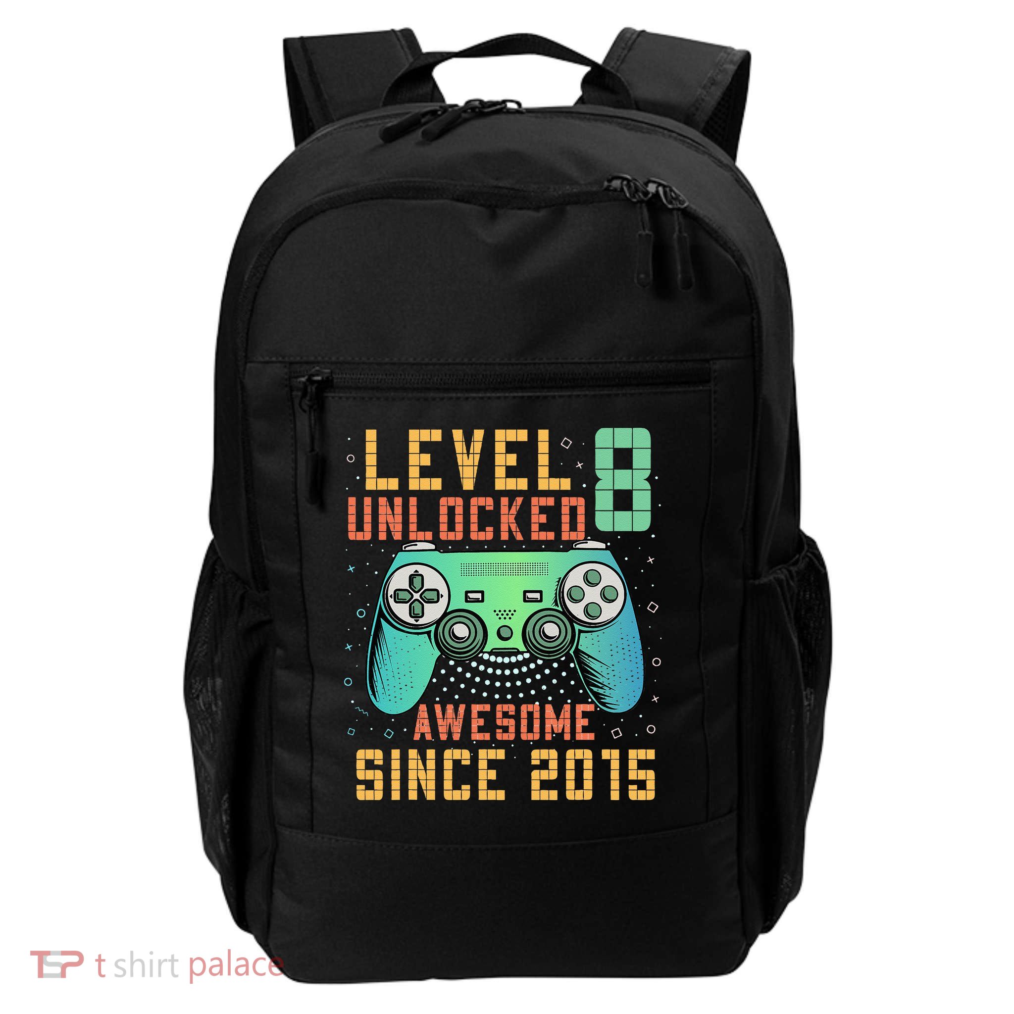 Level 8 Unlocked 8th Birthday 8 Year Old Boy Gifts Gamer Backpack