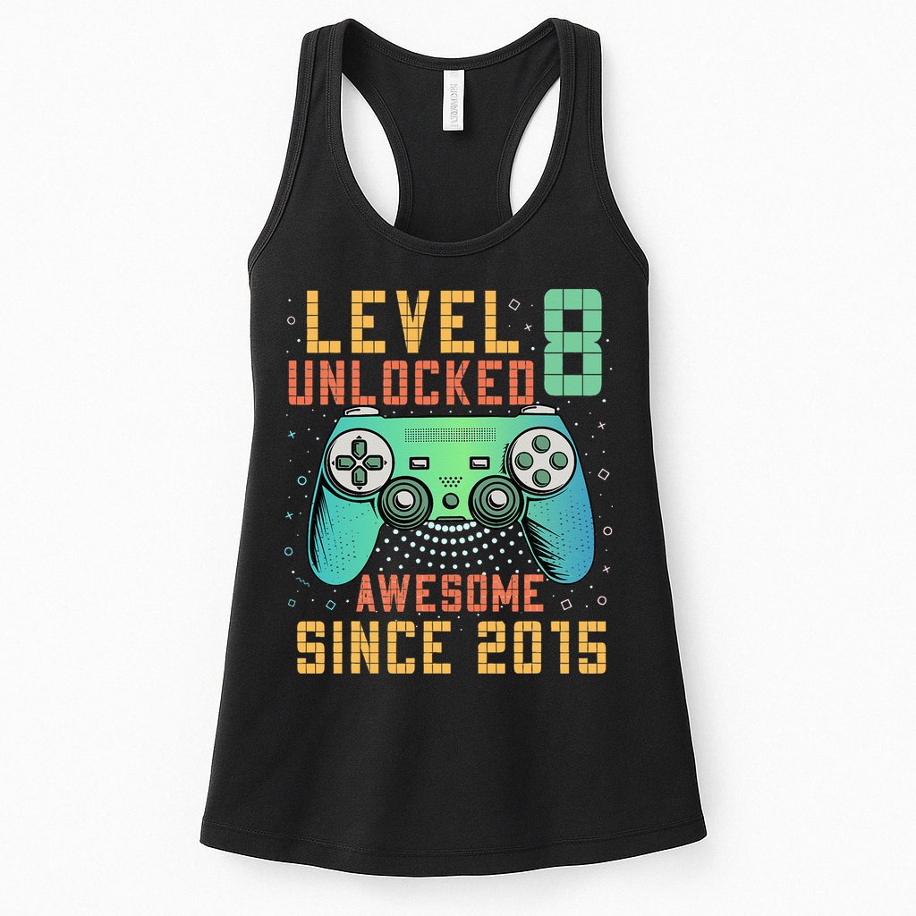 Level 8 Unlocked 8th Birthday 8 Year Old Boy Gifts Gamer Womens Tank Top