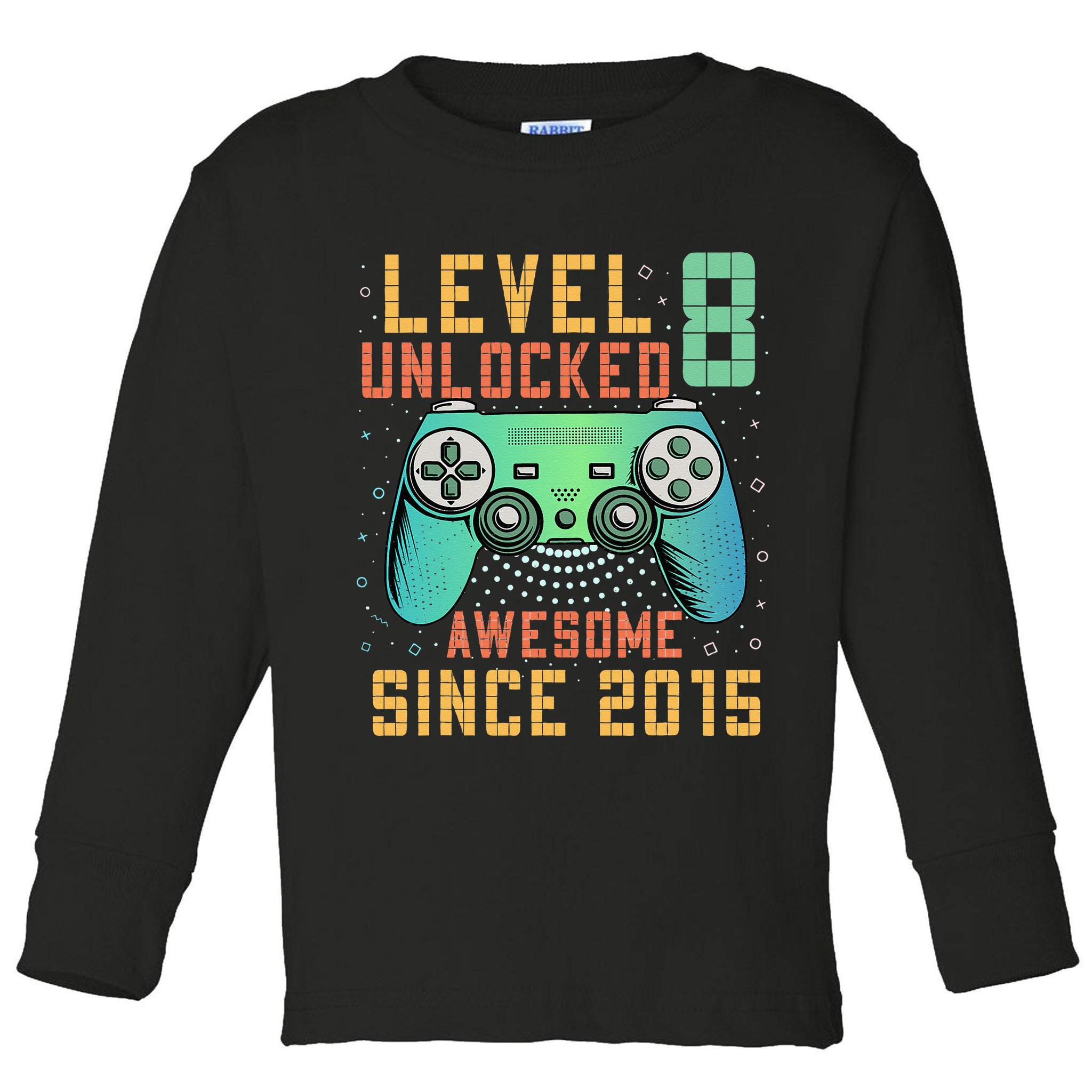 Level 8 Unlocked 8th Birthday 8 Year Old Boy Gifts Gamer Toddler Long Sleeve Shirt