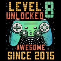 Level 8 Unlocked 8th Birthday 8 Year Old Boy Gifts Gamer Toddler Long Sleeve Shirt