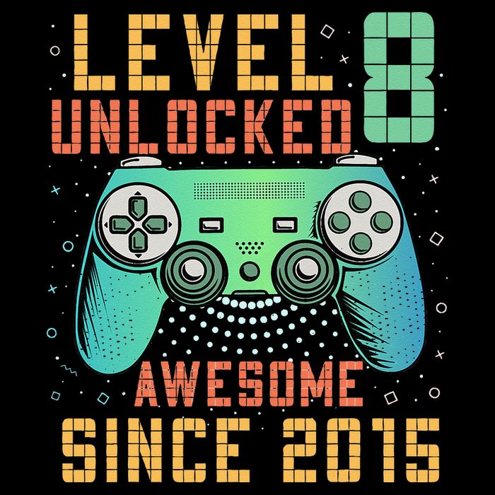 Level 8 Unlocked 8th Birthday 8 Year Old Boy Gifts Gamer Toddler Long Sleeve Shirt